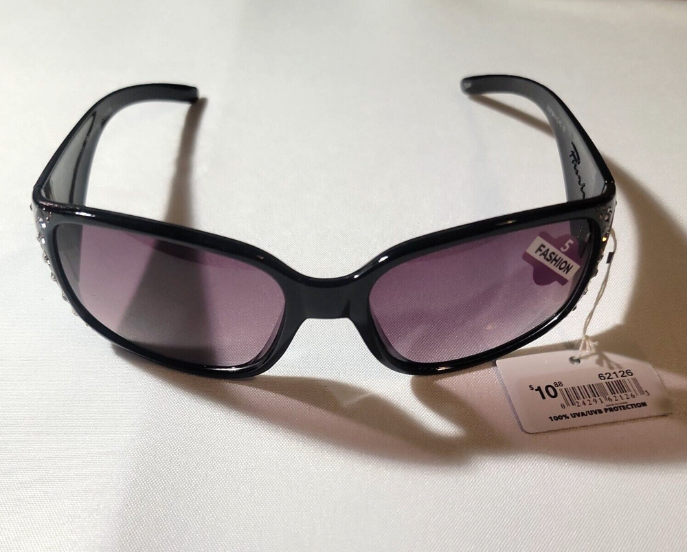 Piranha Inspired Style # 62126 Sunglasses Woman Gems Black Frame Purple Lens
